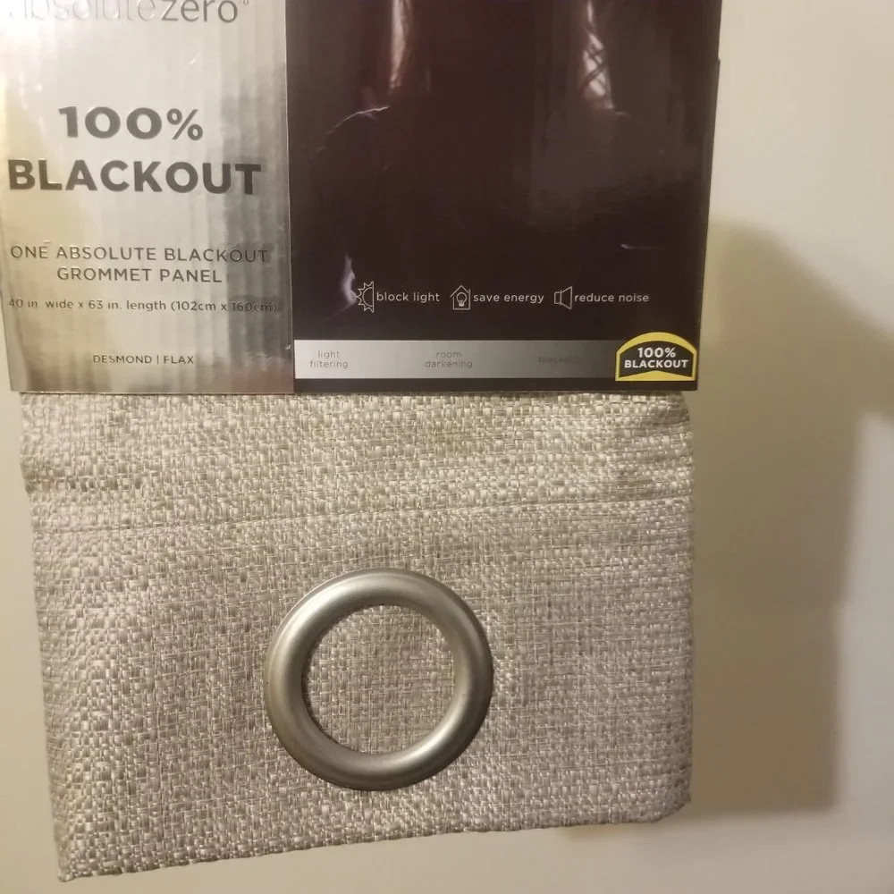 Eclipse Blackout 40x63 Desmond Flax Basketweave Grommet Gold Beige Curtain
